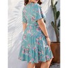 MISSKY Women Plus Size Summer Dress V Neck Wrap High Waist Short Sleeve Ruffle Casual Midi Flowy A-line Boho Dresses - 2 of 4