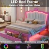 BABYYER Full Size Upholstered Bed Frame, Modern Princess Platform Bed with Adjustable Crown Headboard, No Noise for Girls - 2 of 4