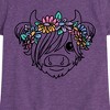 Girls' - Instant Message - Highland Cow Flower Crown Fitted Short Sleeve Graphic T-Shirt - 2 of 4