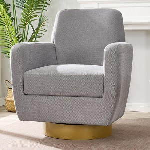 360 degree rotation armchair cotton linen skin friendly fabric ergonomic design living room chair - 1 of 4