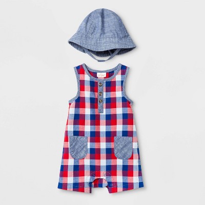 baby boy tartan romper