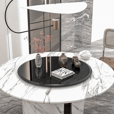Bencmate Coffee Tables  round glass table top For Living Room, Office, Tabletop Only, Tempered glass, Heat-Resistant Glass, Black, 28"*28"*0.4"