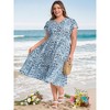 Women's Plus Size Floral Print Button Decor V Neck Flowy Maxi A Line Dresses with Pockets - GRACE & GRANDEUR - 3 of 4
