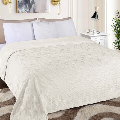 Diamond Flannel Embossed Fleece Blanket by Blue Nile Mills
