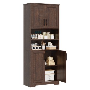 Whizmax Tall Bathroom Cabinet, Freestanding Storage Cabinet with Doors and Adjustable Shelves, 67" Cupboard for Kitchen, Pantry, Living Room, White - 1 of 4