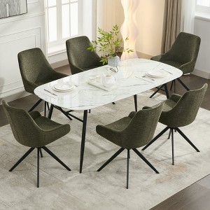 DYHOME Dining Room Chairs Set of 6, Mid Century Modern Kitchen Swivel Upholstered Dining Chair - 1 of 4