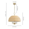 Rennnsan Voressa 20"W 4-Light Dome Woven Ratten Boho Dimmable Chandelier in Gold - 3 of 4