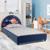 Infans Kids Upholstered Platform Bed Children Twin Size Wooden Bed Galaxy Pattern - 2 of 4