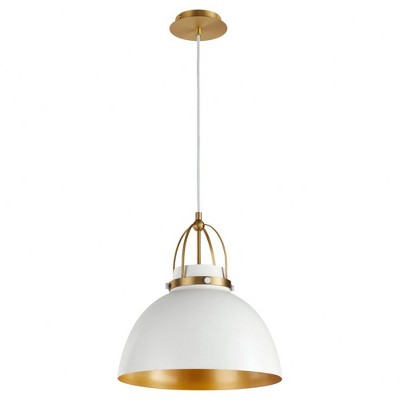 Quorum Lighting 1 - Light Pendant in  Studio White/Aged Brass