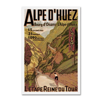 Vintage Alpe d'Huez Cycling Print on Canvas