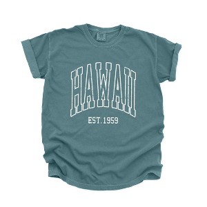 Simply Sage Market Women's Hawaii Est. 1959 Short Sleeve Garment Dyed Tee - 1 of 4