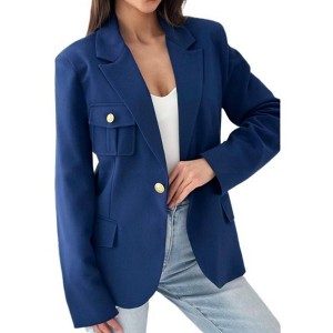 Clearlove Blazers for Women Business Casual Long Sleeve Lapel Open Front Suit Jacket with Pockets - 1 of 4