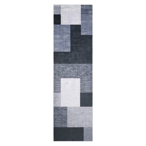 Modern Block Printed Flannel Rug with Non-Slip Backing, Kid & Pet Friendly, Foldable and Easy to Clean for Busy Areas - 1 of 4