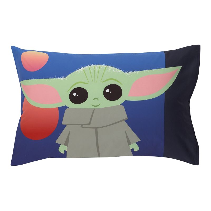 Star Wars The Mandalorian and The Child Grogu Blue, and Yellow, and Orange Din Djarin Twin Suns 4 Piece Toddler Bed Set, 5 of 7