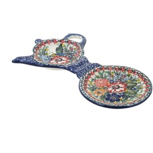 Blue Rose Polish Pottery 764 Ceramika Artystyczna Tea Bag Holder and Saucer - 1 of 1
