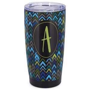 Elanze Designs A Monogram Herringbone Arrows Wrap-Around Design 20 Ounce Stainless Steel On-The-Go Coffee Mug, Thermal Travel Tumbler with Leak - 1 of 4