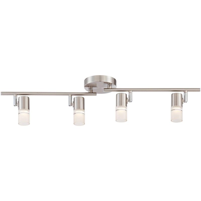 Pro Track Renee 4-Head LED Ceiling Track Style Light Fixture Kit Dimmable Adjustable Silver Satin Nickel Finish Modern Kitchen Bathroom 28 3/4" Wide, 4 of 10