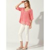 Allegra K Women's Lace Trim Ruched Comfy Summer 1/2 Sleeve V Neck Shirt - 2 of 4