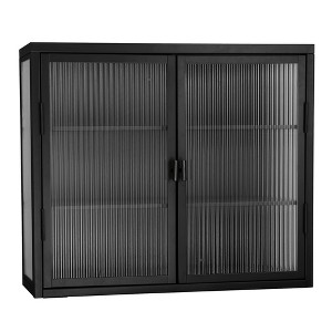 NicBex Modern 2 Glass Door Bathroom Wall Mount Cabinet Medicine Cabinet with 3 Tier Removable Shelves - 1 of 4