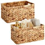 Juvale 2 Pack Small Rectangular Wicker Baskets for Shelves, 6 Inch Wide Hand Woven Water Hyacinth Baskets