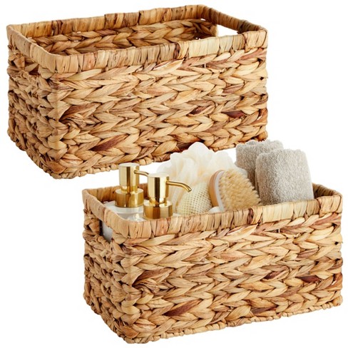 Juvale 2 Pack Small Rectangular Wicker Baskets For Shelves, 6 Inch Wide ...