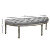 CAVINAS Bench Semi-Circle Ottoman with Tufted Velvet-Touch Fabric Rubberwood Legs for Bedroom - 3 of 4