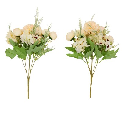 Farmlyn Creek 2 Pack Champagne Yellow Silk Peony and Hydrangea Flower Arrangement for Bouquets & Centerpieces