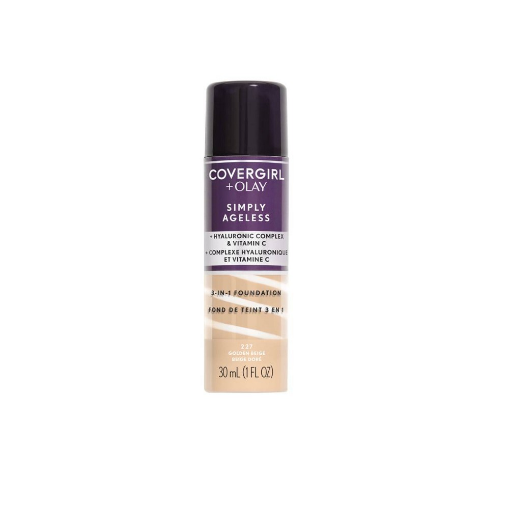 COVERGIRL + Olay Simply Ageless 3-in-1 Liquid Foundation: Hyaluronic Complex, Vitamin C, Medium Tones, Neutral Undertone