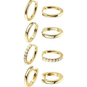 Small Gold Huggie Hoop Earrings Set for Women Men Hypoallergenic 14K Plated Stack Cartilage Earrings, Multiple Piercing - 1 of 4