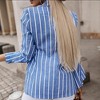 Women's Fall Casual Long Sleeve Striped Printed Suit Collar Blazer Business Jacket Slim Fit Work Office Jacket Shirt - 3 of 3