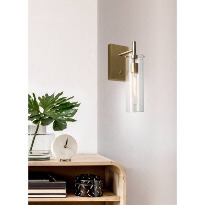 Dalton Industrial Clear Glass & Antique Brass Wall Sconce