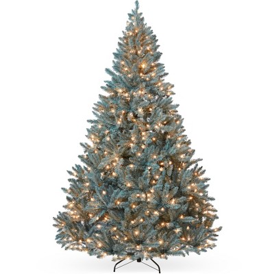 Best Choice Products Pre-Lit Blue Spruce Christmas Tree w/ Foldable Base, Incandescent Lights