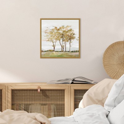 Golden Acre Wood Autumn Landscape Framed Canvas Wall Art