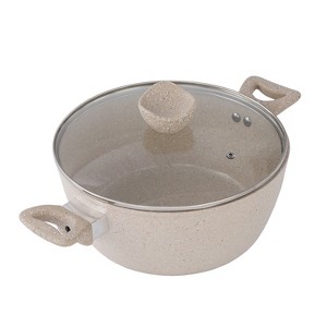 Lorren Home Trends Casserole Pot with Glass Lid, Beige Speckled, PFOA-Free, Dishwasher Safe, 5 Qt, Multi-Surface Compatible - 1 of 4