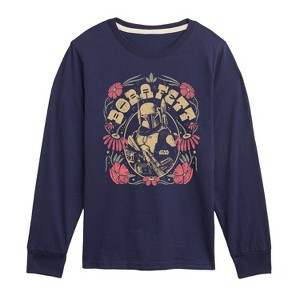 Boys' - Star Wars - Boba Fett Boho Flowers Long Sleeve Graphic T-Shirt - 1 of 3