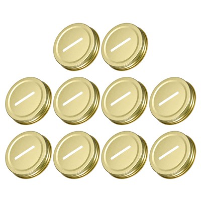 Unique Bargains Regular Mouth Coin Slot Bank Lid for Mason Jar Covers 10 Pcs