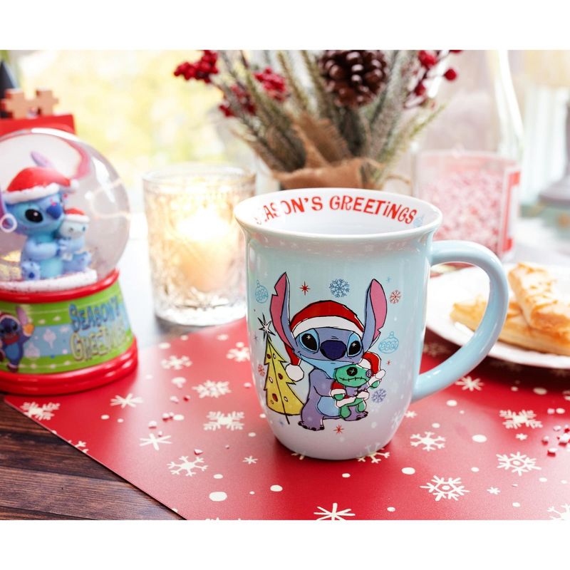Silver Buffalo Disney Lilo & Stitch "Season's Greetings" Wide Rim Ceramic Mug | Holds 16 Ounces, 4 of 10