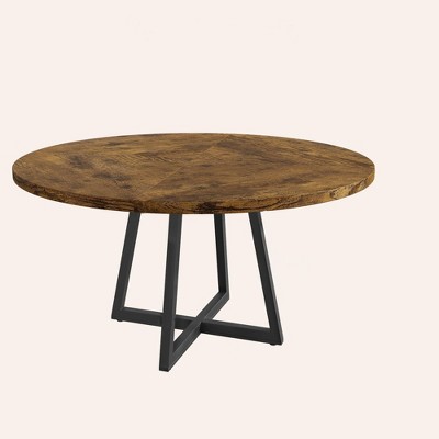 Homhougo 47Inch Round Dining Table for 4-6 People, Gray Dining Room Table with Metal Pedestal Base, Space Saving