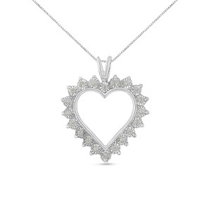 Haus of Brilliance Silver 1/4 Cttw Miracle Set Diamond Open Heart Pendant Necklace - 1 of 4