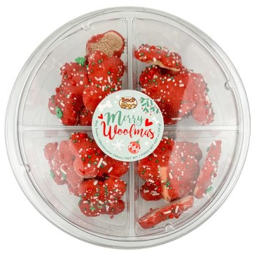 Sprinkled Small Bones Red Christmas Dog Treats Platter