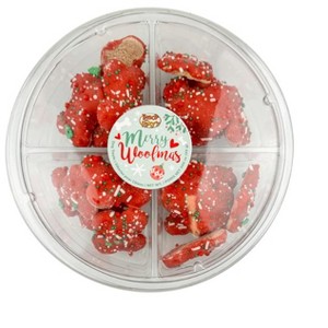 Sprinkled Small Bones Red Christmas Dog Treats Platter - 1 of 1