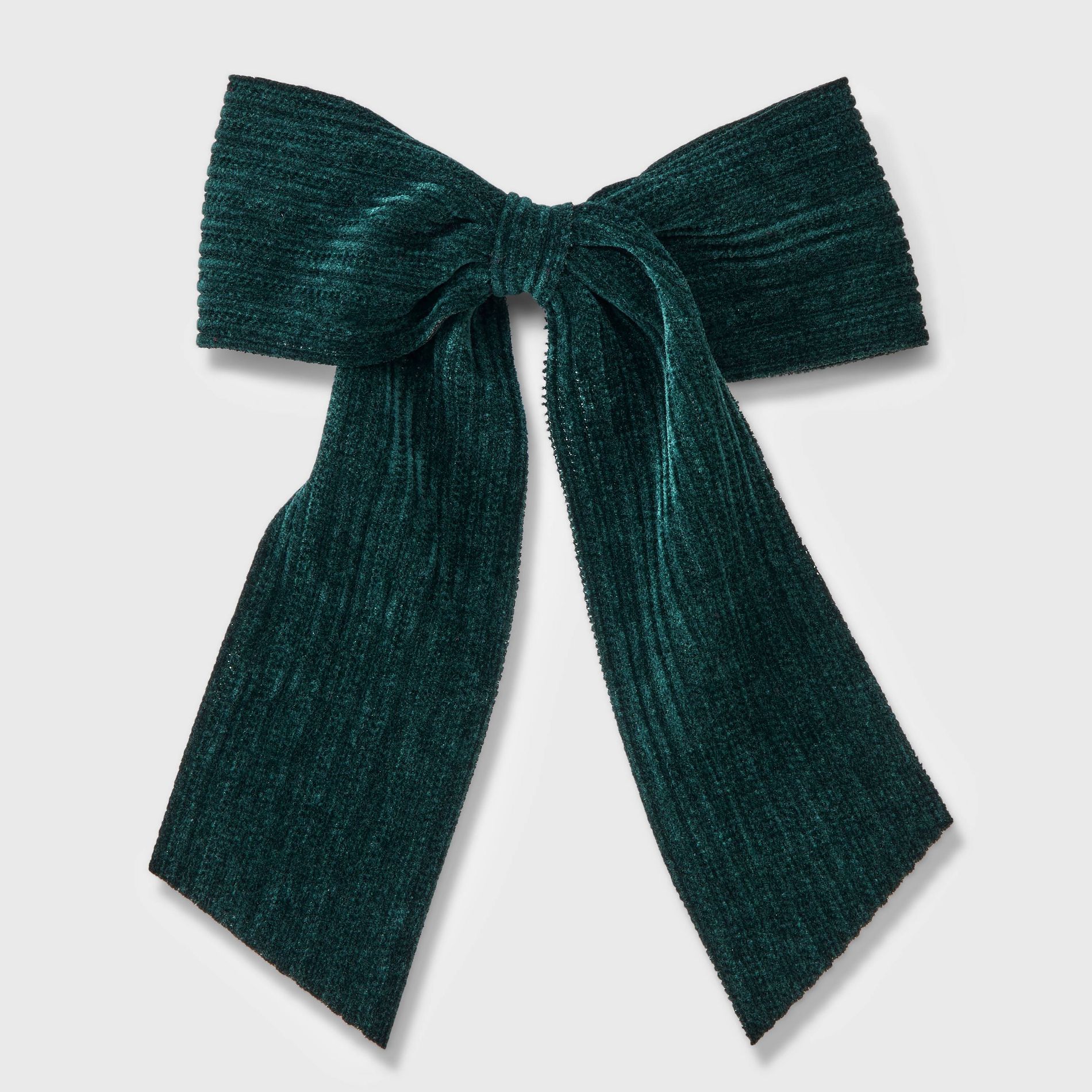Ribbed Velvet Bow Hair Barrette - Universal Thread™ Dark Green
