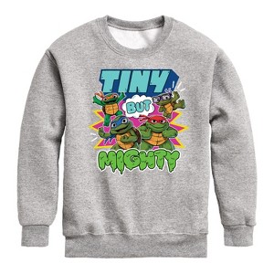 Boys' - Teenage Mutant Ninja Turtles Mutant Mayhem - Tiny But Mighty Graphic Long Sleeve Fleece Sweatshirt - 1 of 4