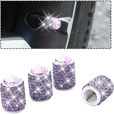 TruAIR Bling Valve Stem Caps, Crystal Rhinestone Tire Covers for Cars
