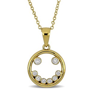 EVERLY JEWELRY | Yellow Plated Sterling Silver 0.33 CT TGW White Cubic Zirconia and White Topaz Necklace with Chain, 18"+2"ext - 1 of 4