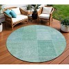 Teal Blue Sage And Green Patchwork Washable Indoor Outdoor Area Rug - 2 of 4
