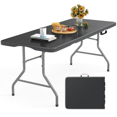 SUGIFT 4Ft/5Ft/6Ft/8Ft  Folding Table Black Indoor Outdoor Folding Card Table for Camping