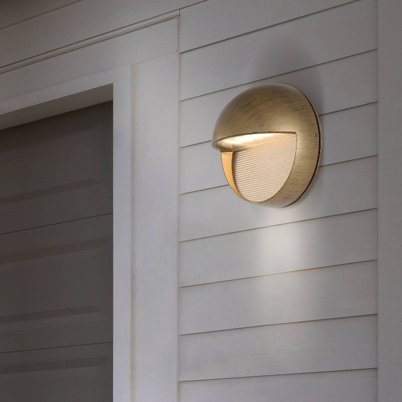 6.25&#34; Orbe Outdoor Metal/Glass Integrated LED Wall Sconce Antique Gold - JONATHAN Y, 4 of 12