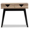 Wales Wood 2 Drawer Console Table Light Brown - Baxton Studio: Modern Entryway Storage, Angled Legs, Space-Saving Design - 3 of 4