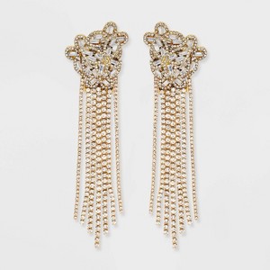 Butterfly Cluster Earrings with Stone - Gold: Zinc Alloy, Post Closure, Drop Style - 1 of 2